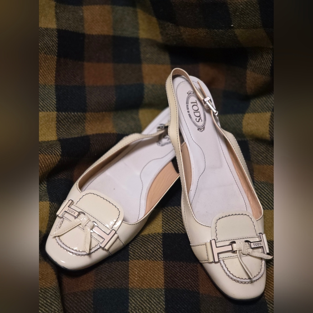 Tod's patent leather slingback ballet flats